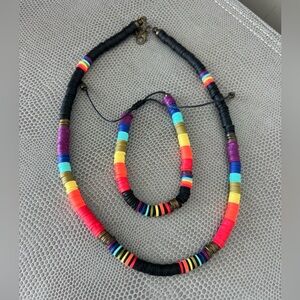 *Rainbow Beaded Necklace and Bracelet Set**
